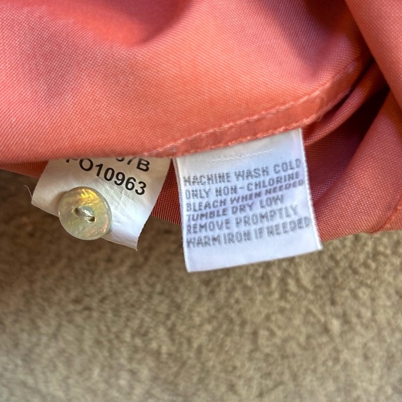 Women's cantaloupe color blouse by Foxcroft. “Non-ironed, shaped fit” - Picture 6 of 10